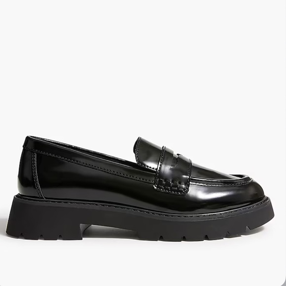 NWT J.Crew Factory Black Lug Sole Penny Loafers - Picture 1 of 7